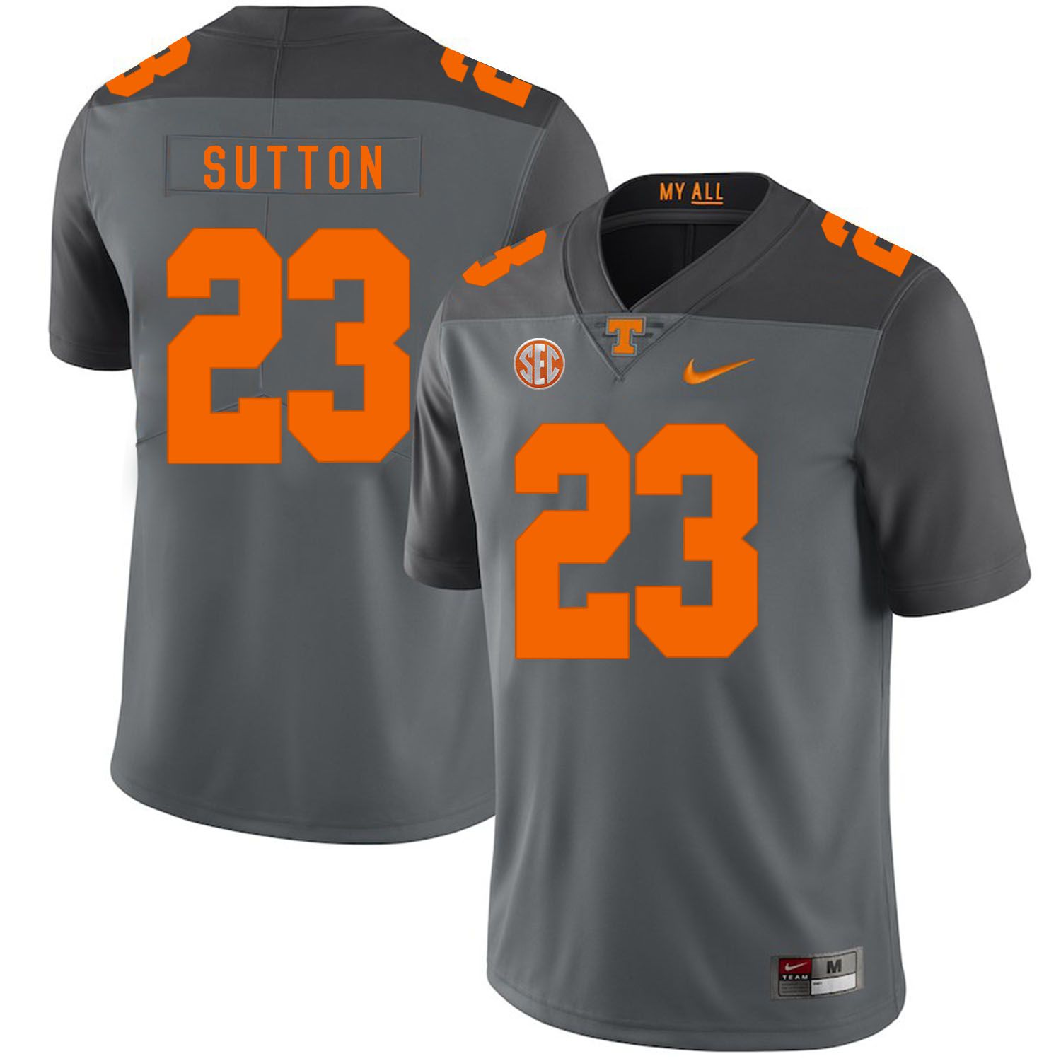 Men Tennessee Volunteers #23 Sutton Grey Customized NCAA Jerseys